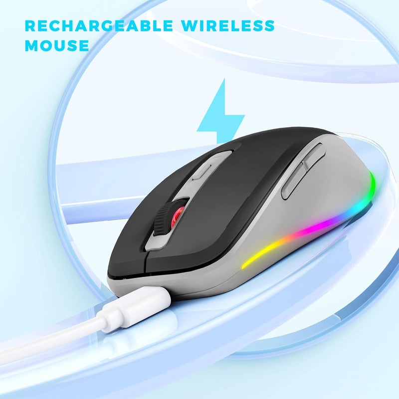 EPEIUS Wireless Mouse Jiggler - LED Wireless Mice with Build-in Mouse Mover, Rechargeable Moving Mouse for Laptop with Undetectable Random Movement Keeps Computers Awake - Black & Grey - Image 4